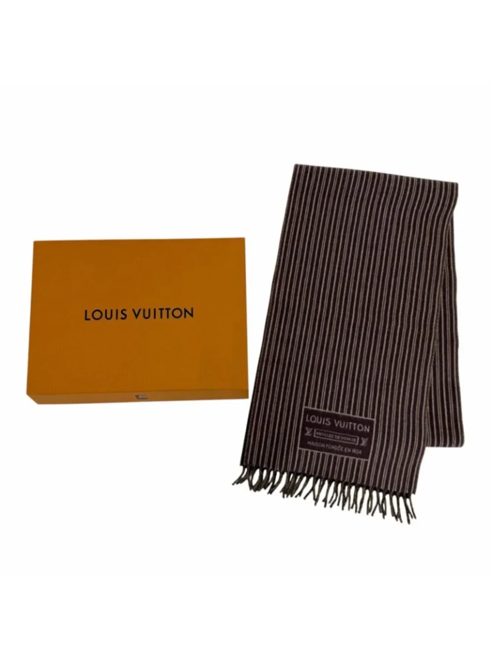 Louis Vuitton My Neverfull Cashmere Mixed Monogram Scarf with Fringe Brown Tote
